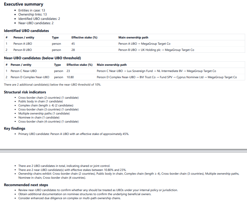 UBO ownership - structure analysis - executive summary (PDF)
